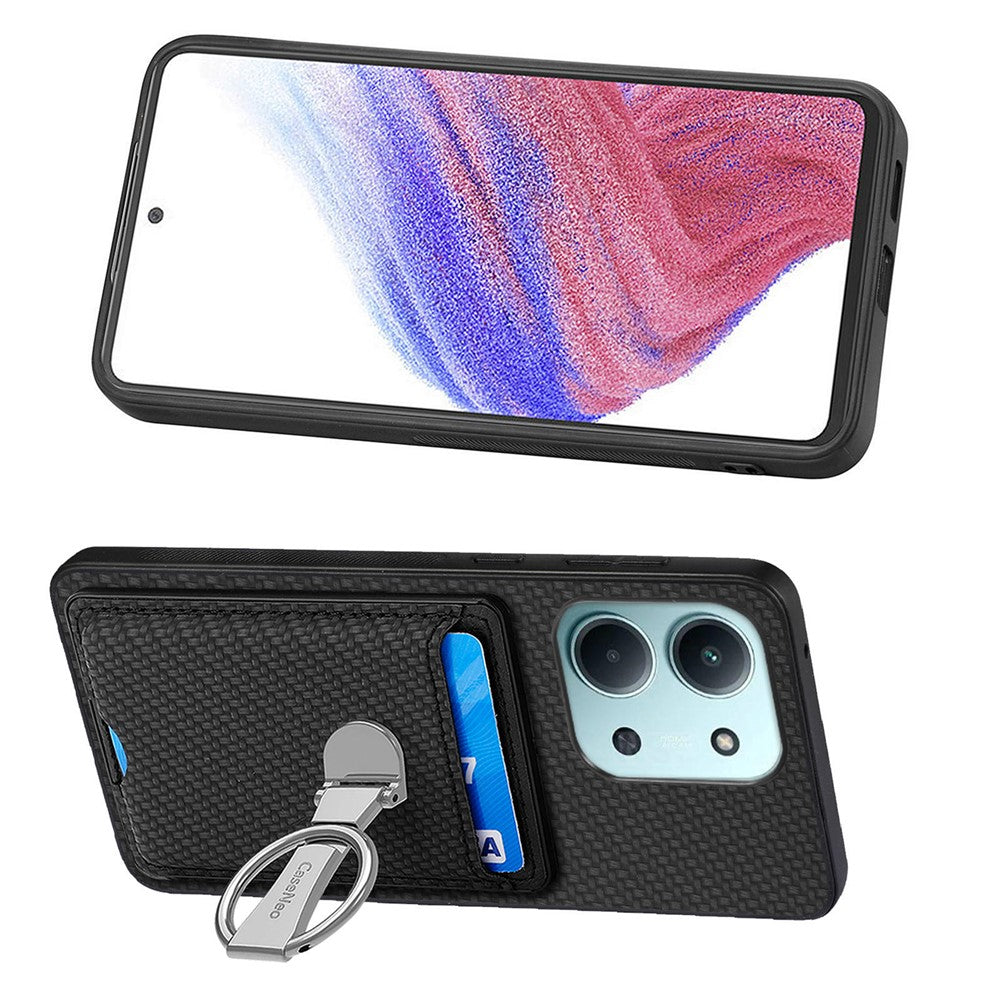 CASENEO C1-19 for Xiaomi Redmi 15C 4G (Global) (171mm) / Poco C85 4G (171mm) Case Folding Kickstand Leather Back Cover Carbon Fiber Texture