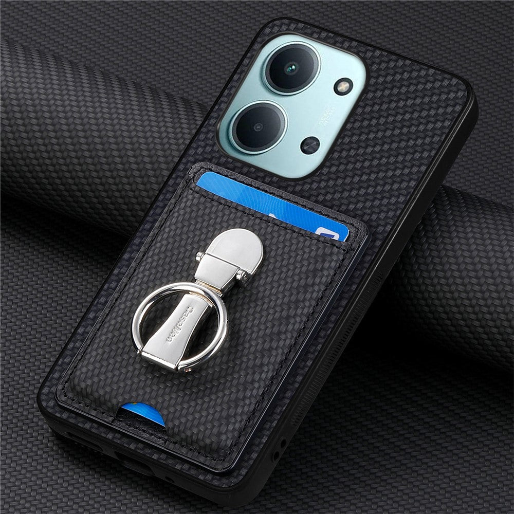 CASENEO C1-19 for Xiaomi Redmi 15C 4G (Global) (171mm) / Poco C85 4G (171mm) Case Folding Kickstand Leather Back Cover Carbon Fiber Texture