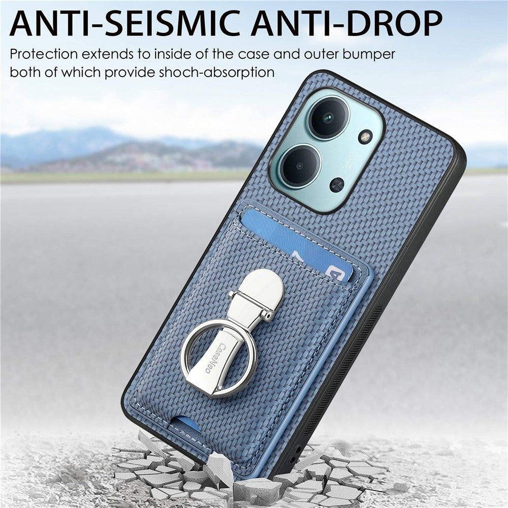 CASENEO C1-19 for Xiaomi Redmi 15C 4G (Global) (171mm) / Poco C85 4G (171mm) Case Folding Kickstand Leather Back Cover Carbon Fiber Texture