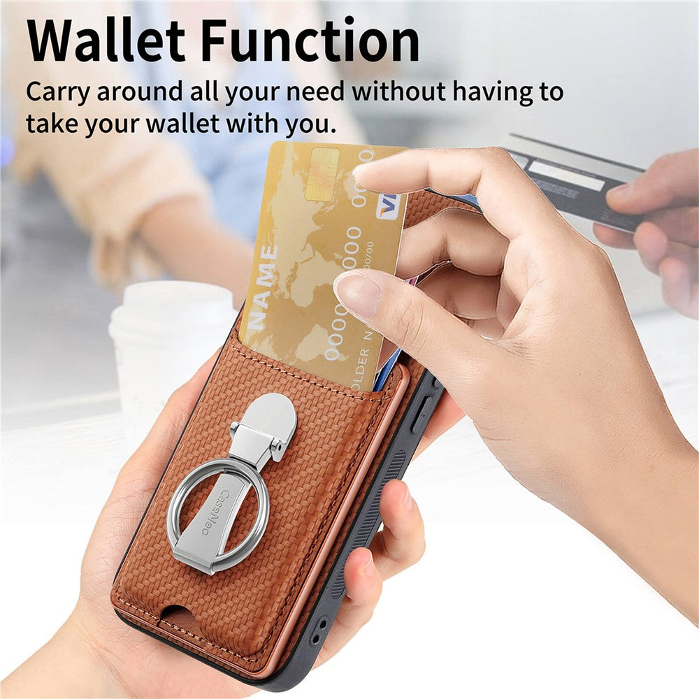 CASENEO C1-19 for Xiaomi Redmi 15C 4G (Global) (171mm) / Poco C85 4G (171mm) Case Folding Kickstand Leather Back Cover Carbon Fiber Texture