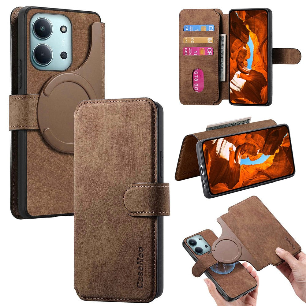 CASENEO MW-03 Detachable Wallet Case For Xiaomi Redmi 15C 5G (EU) (173mm) / 15C 4G (EU) (173mm) Leather + TPU Phone Cover