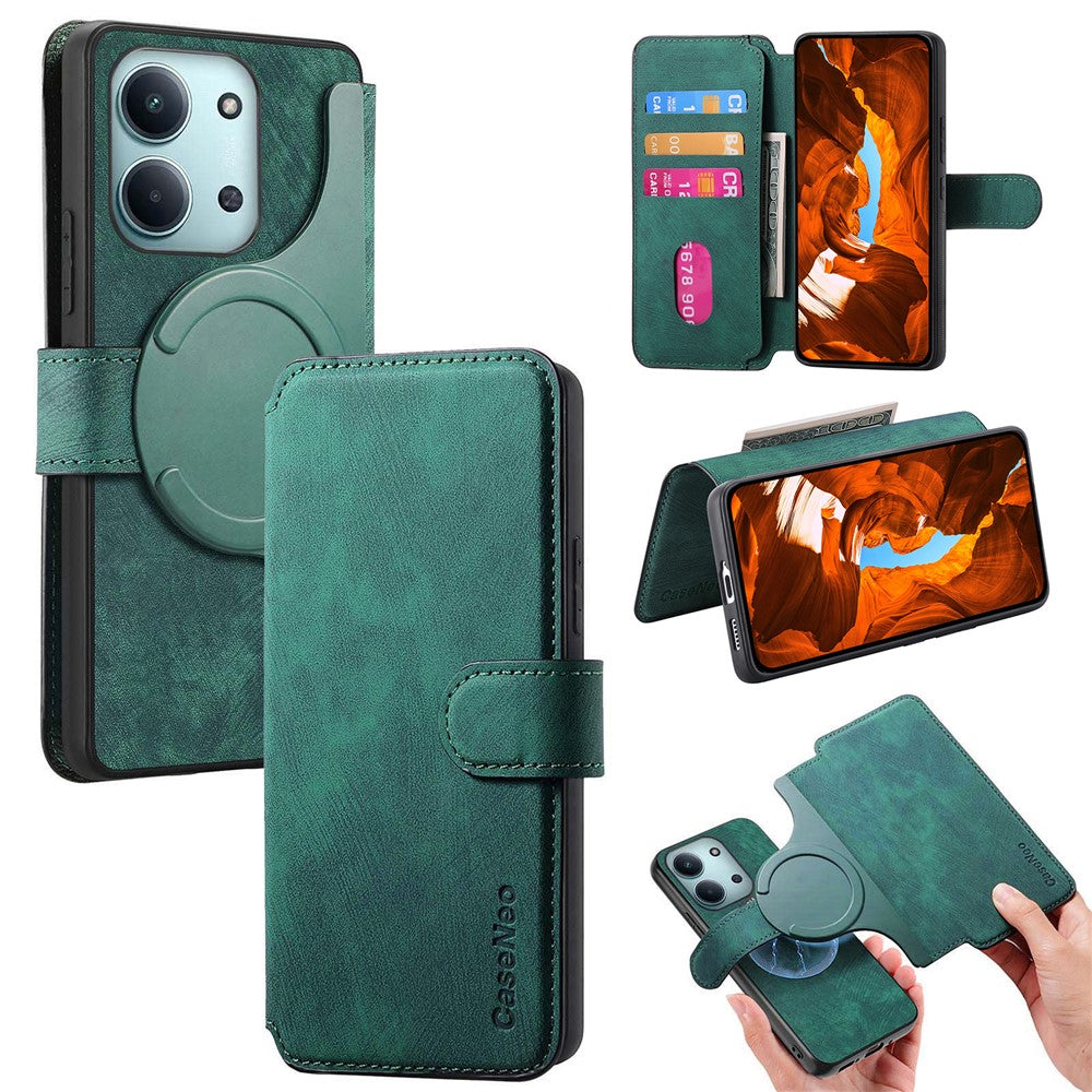 CASENEO MW-03 Detachable Wallet Case For Xiaomi Redmi 15C 5G (EU) (173mm) / 15C 4G (EU) (173mm) Leather + TPU Phone Cover