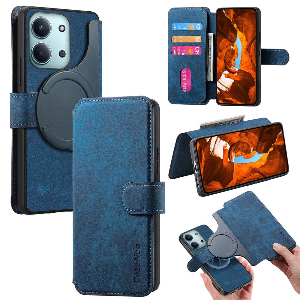 CASENEO MW-03 Detachable Wallet Case For Xiaomi Redmi 15C 5G (EU) (173mm) / 15C 4G (EU) (173mm) Leather + TPU Phone Cover