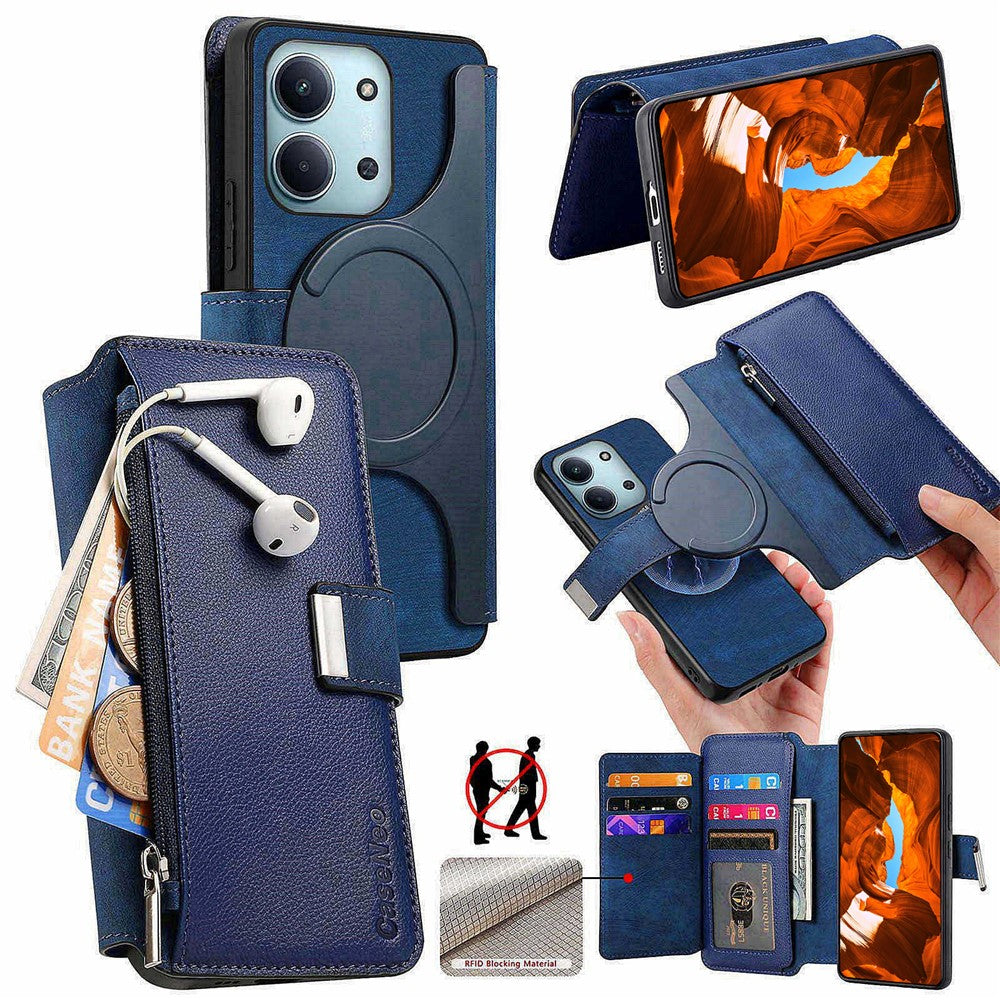 CASENEO MW-02 Phone Case For Xiaomi Redmi 15C 5G (EU) (173mm)  /  15C 4G (EU) (173mm) Detachable Magnetic Leather Flip Cover