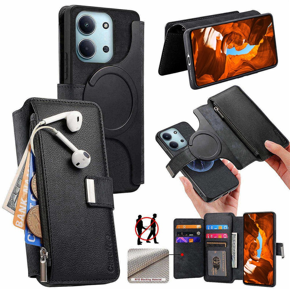 CASENEO MW-02 Phone Case For Xiaomi Redmi 15C 5G (EU) (173mm)  /  15C 4G (EU) (173mm) Detachable Magnetic Leather Flip Cover