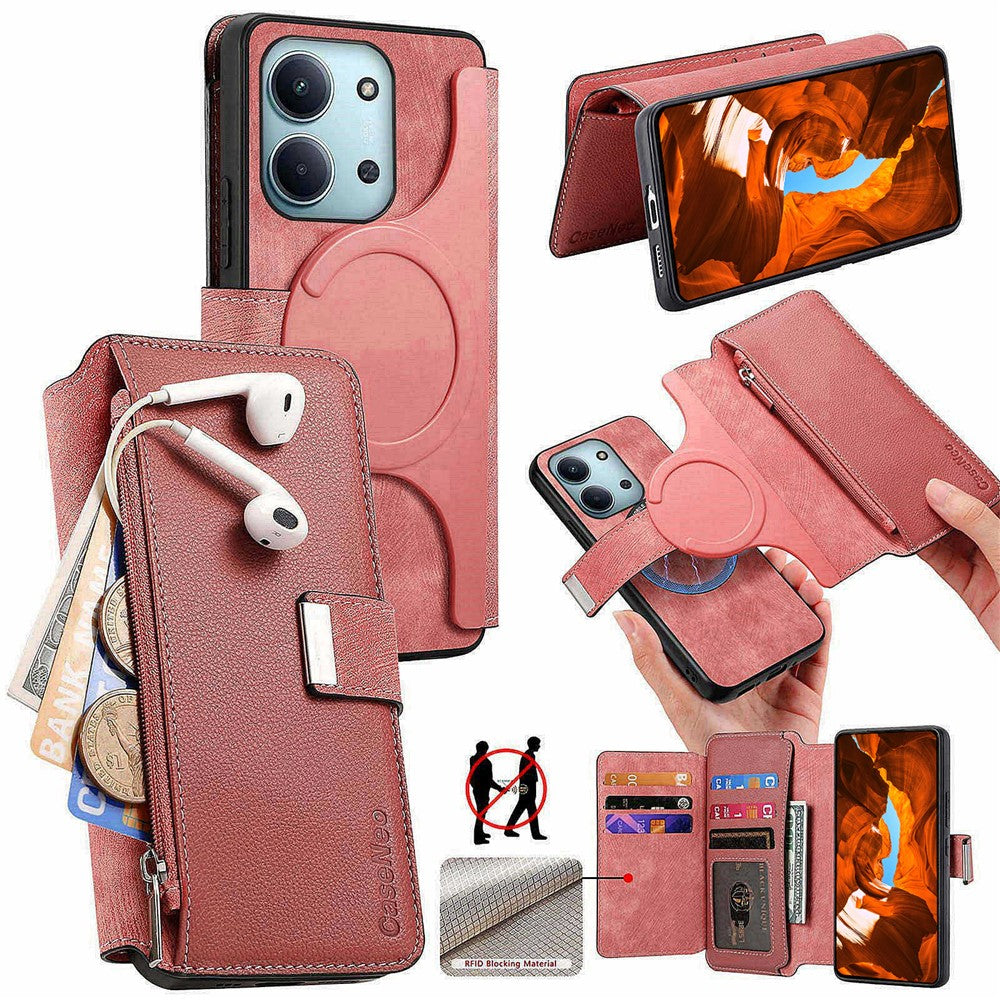 CASENEO MW-02 Phone Case For Xiaomi Redmi 15C 5G (EU) (173mm)  /  15C 4G (EU) (173mm) Detachable Magnetic Leather Flip Cover