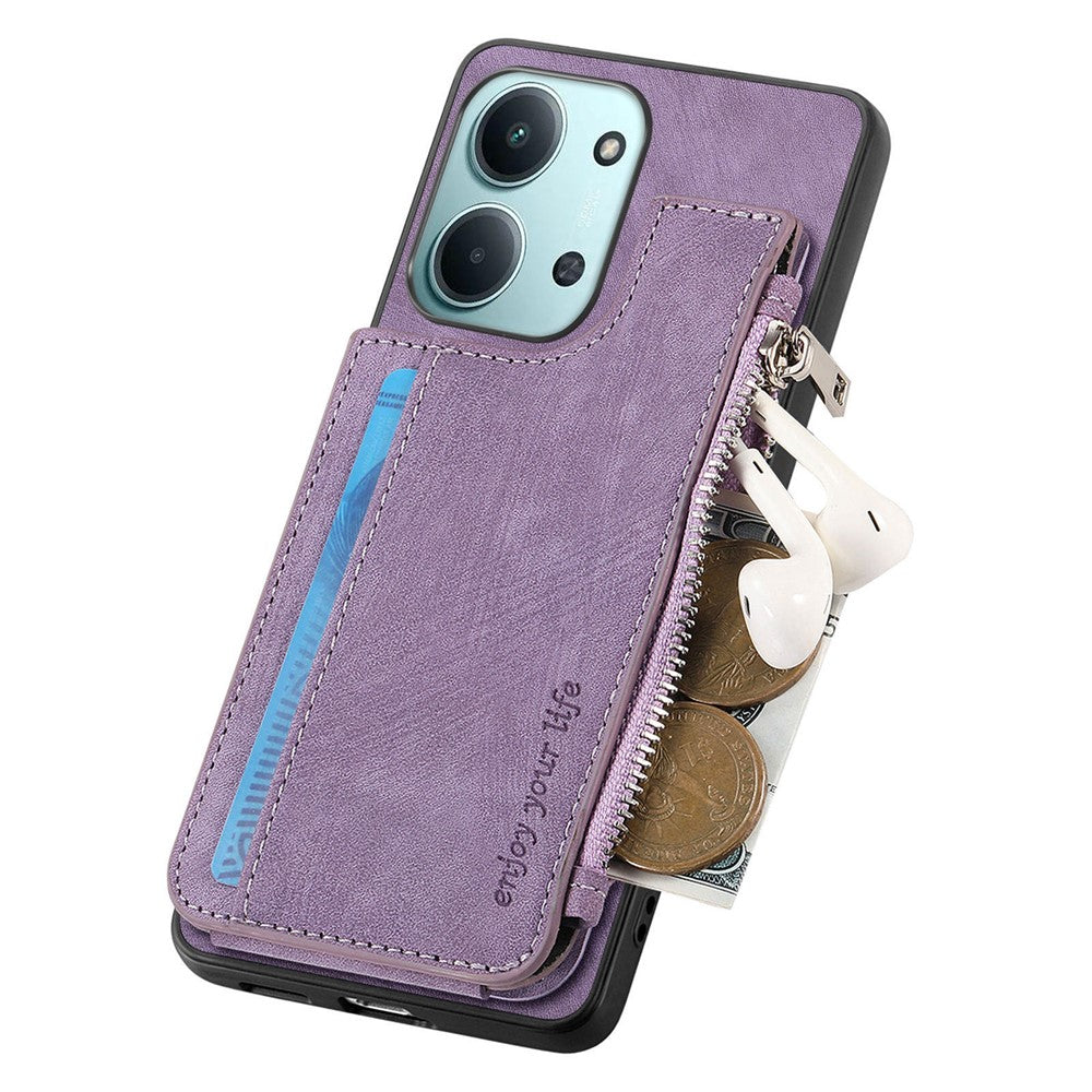 Card Holder Kickstand Case For Xiaomi Redmi 15C 5G (EU) (173mm) / 15C 4G (EU) (173mm) Leather + PC + TPU Phone Cover