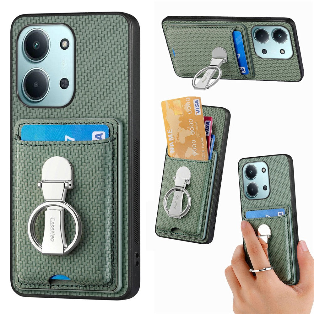 CASENEO C1-19 for Xiaomi Redmi 15C 4G (EU) (173mm) / 15C 5G (EU) (173mm) Case Folding Kickstand Leather Back Cover Carbon Fiber Texture