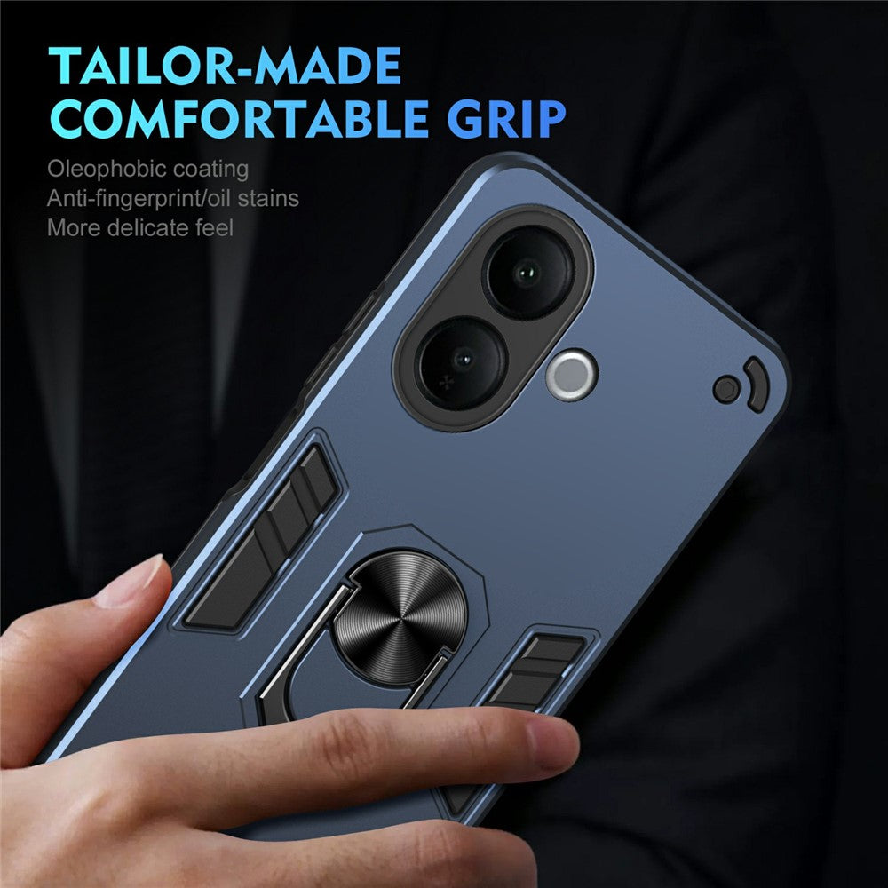 For vivo V60 Lite 4G / 5G Case PC + TPU Drop Defend Phone Cover with Ring Kickstand