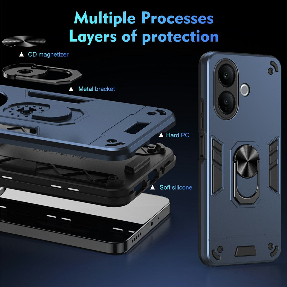 For vivo V60 Lite 4G / 5G Case PC + TPU Drop Defend Phone Cover with Ring Kickstand
