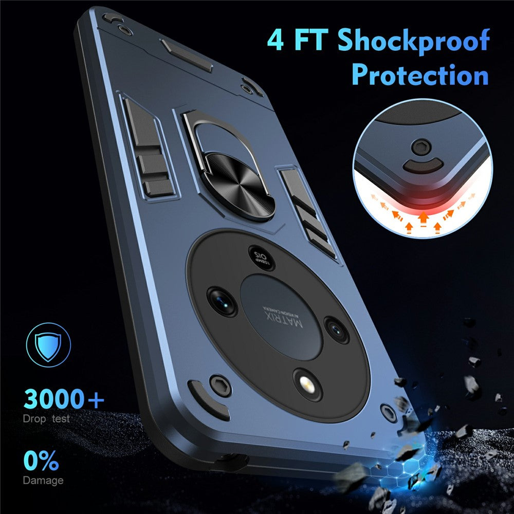 Coque de protection antichoc en PC et TPU avec anneau de support pour For Honor X9d 5G / X70 5G