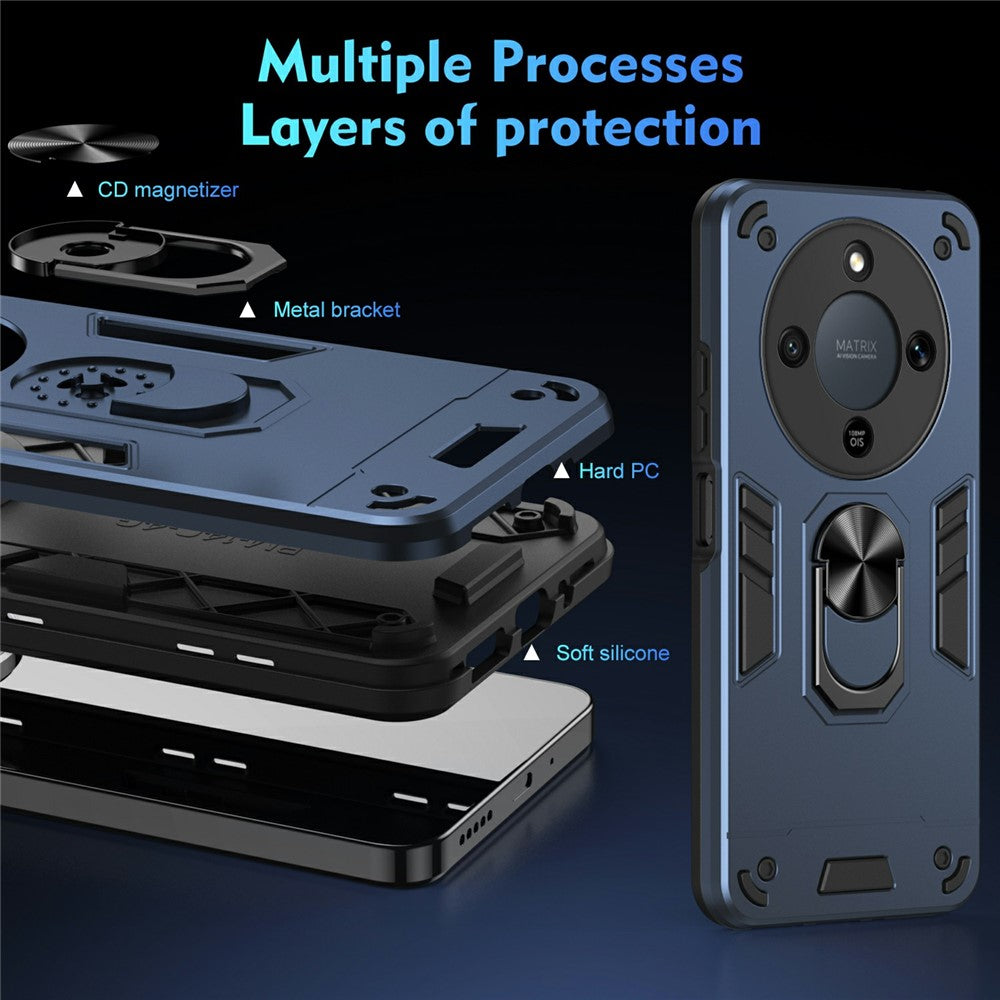 Coque de protection antichoc en PC et TPU avec anneau de support pour For Honor X9d 5G / X70 5G