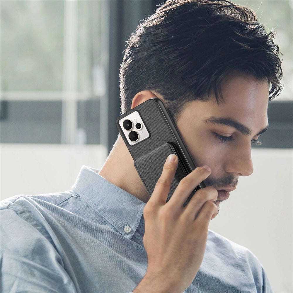 For Realme 15 Pro 5G Case Cloth Texture Leather + PC + TPU RFID Blocking Phone Cover with Card Holder