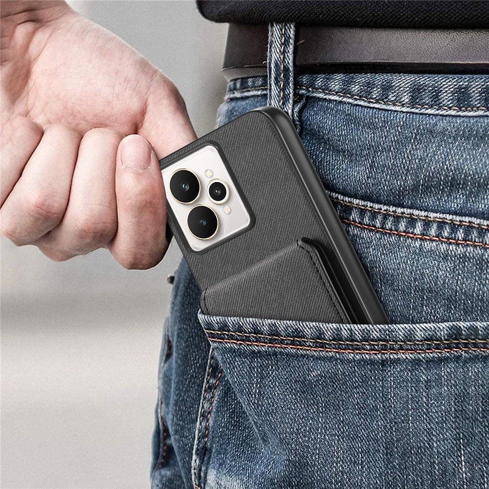 For Realme 15 Pro 5G Case Cloth Texture Leather + PC + TPU RFID Blocking Phone Cover with Card Holder