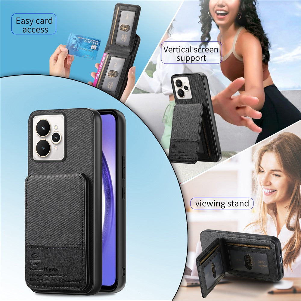 For Realme 15 Pro 5G Case Cloth Texture Leather + PC + TPU RFID Blocking Phone Cover with Card Holder