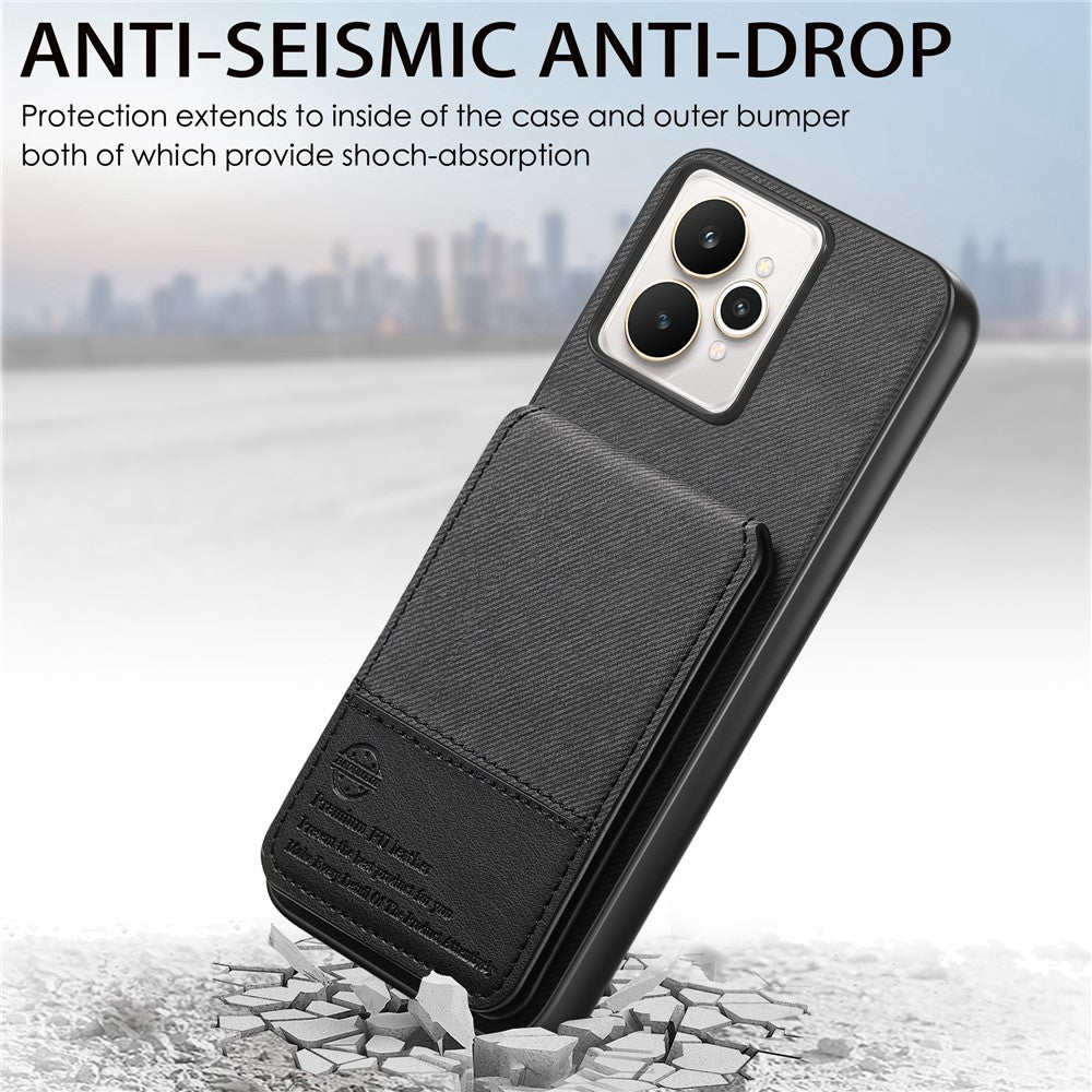 For Realme 15 Pro 5G Case Cloth Texture Leather + PC + TPU RFID Blocking Phone Cover with Card Holder