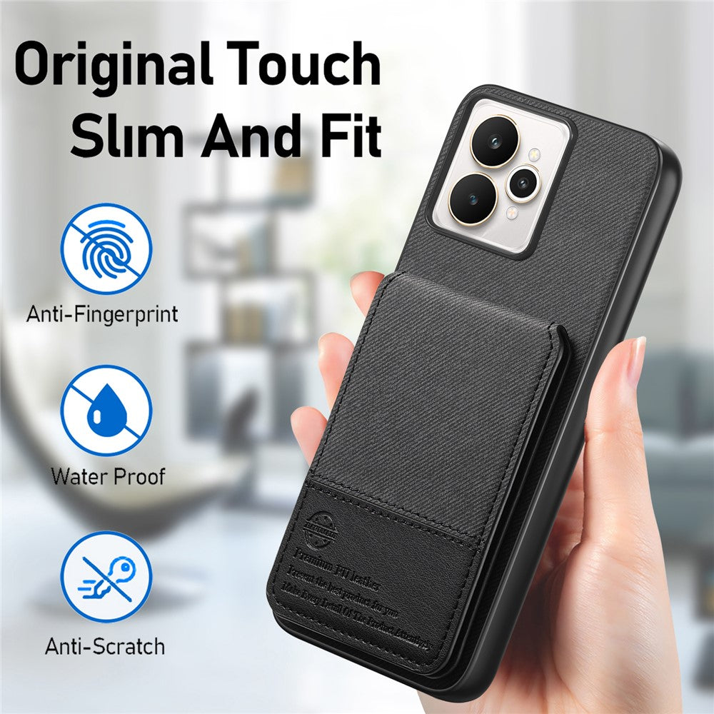 For Realme 15 Pro 5G Case Cloth Texture Leather + PC + TPU RFID Blocking Phone Cover with Card Holder