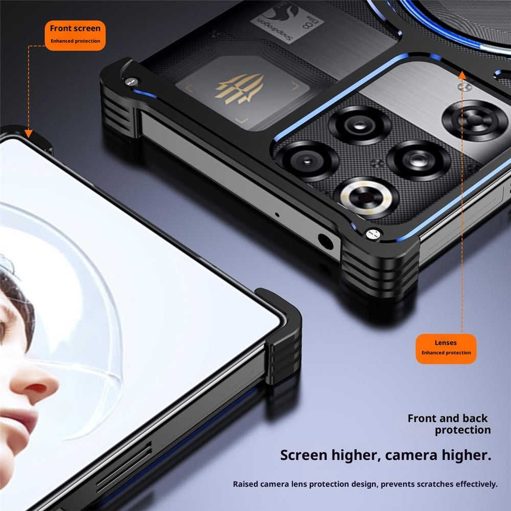 Bumper Case for ZTE nubia Red Magic 10 Pro 5G / 10 Prо+ 5G / 10S Pro 5G / 10S Pro+ 5G / 9 Pro 5G / 9 Pro+ 5G / 9S Pro 5G / 9S Pro+ 5G Frameless Metal Phone Cover