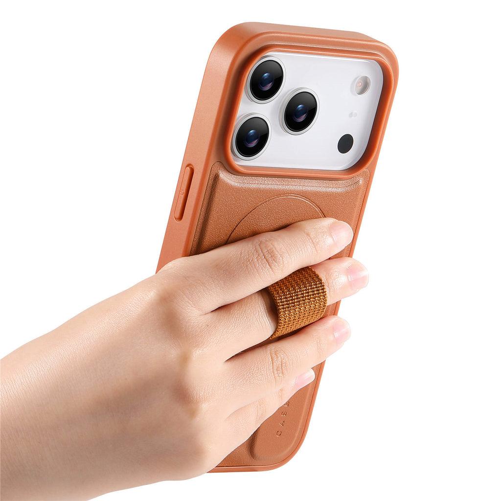 For iPhone 17 Pro Max Magnetic Case CASENEO Wristband PU Leather + PC Shockproof Phone Cover