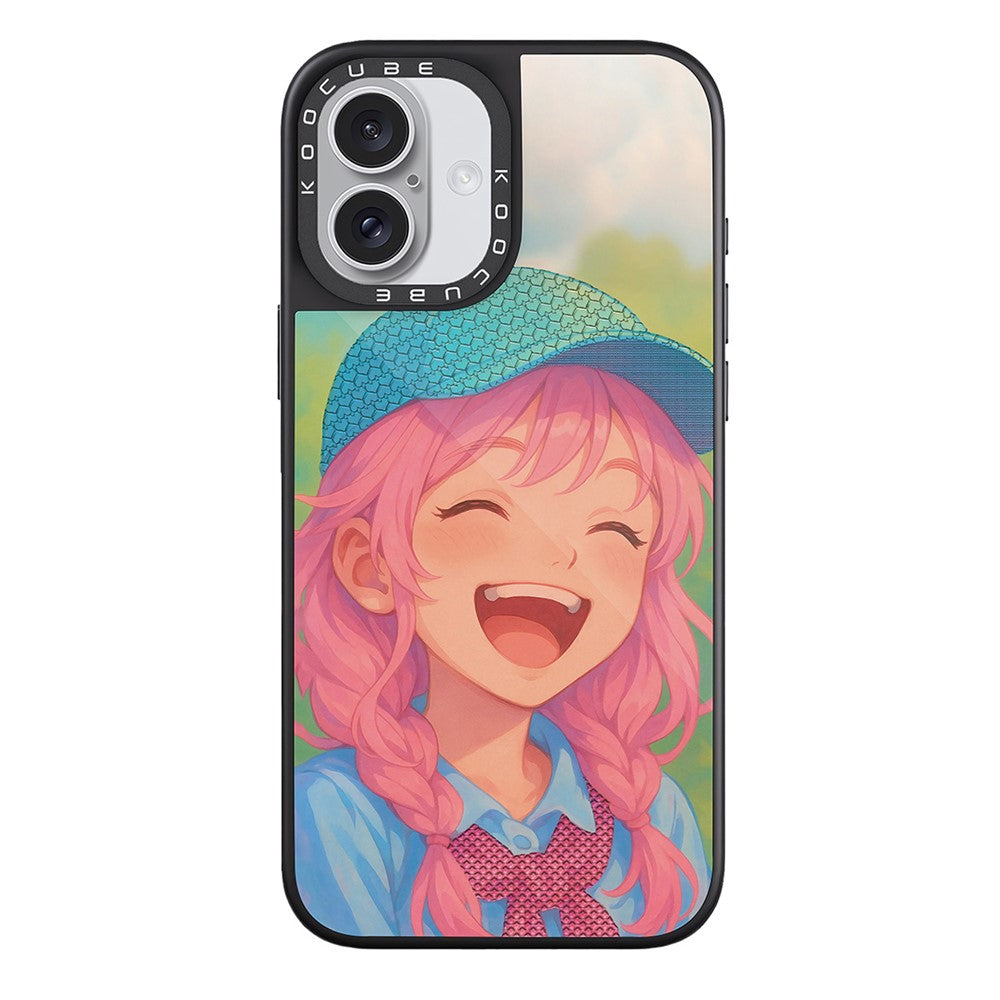 For iPhone 16 Case Compatible with MagSafe Pattern Printing TPU PC High Aluminium-silicon Glass Phone Cover