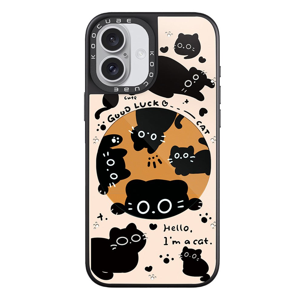 For iPhone 16 Case Compatible with MagSafe Pattern Printing TPU PC High Aluminium-silicon Glass Phone Cover