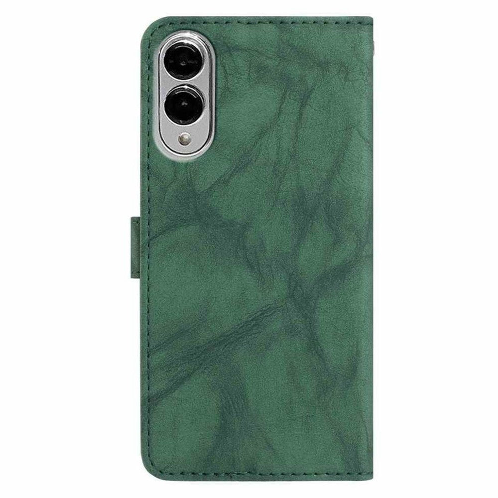 For Samsung Galaxy S25 Edge Leather Case Butterfly Flower Imprinted Wallet Stand Flip Phone Cover with Wrist Strap