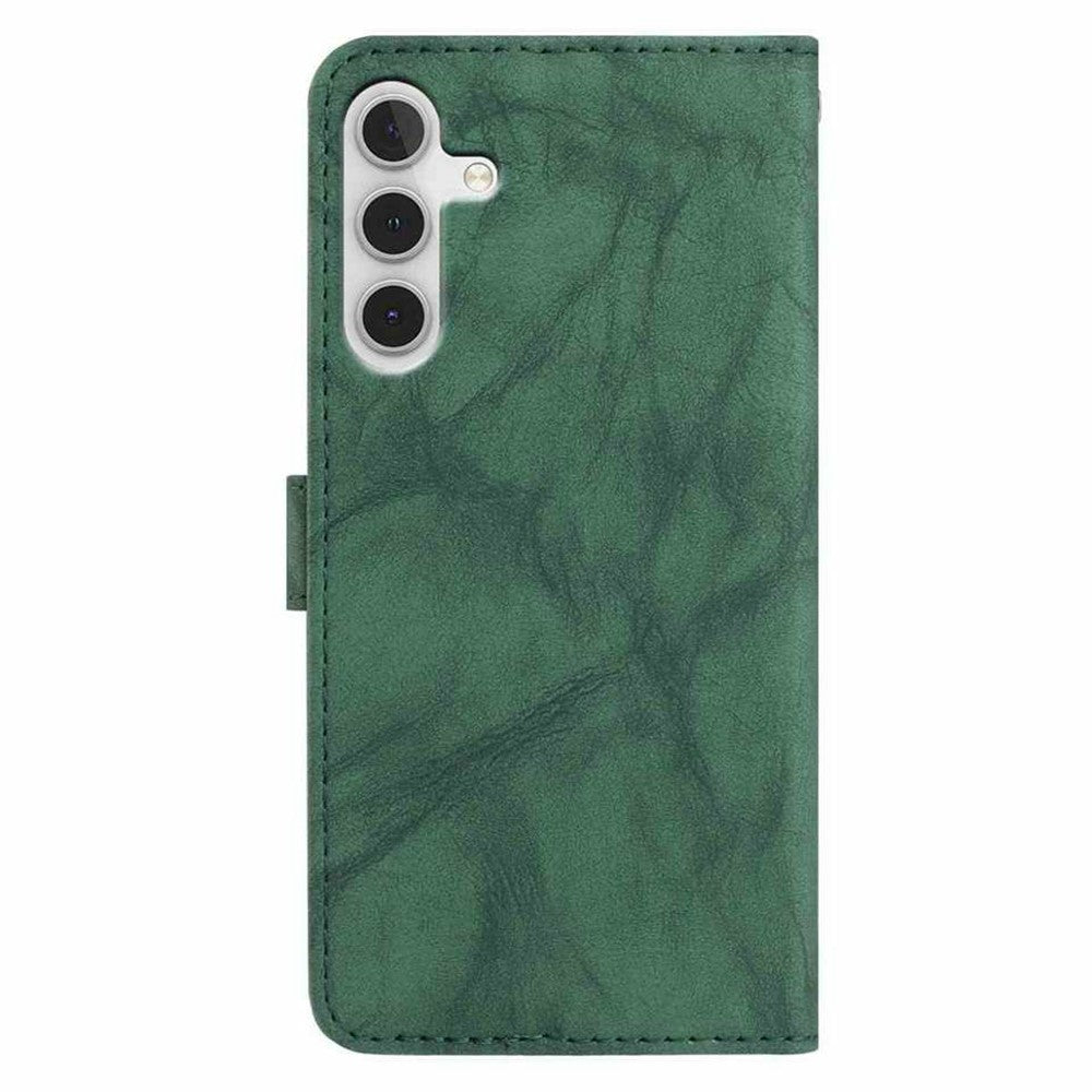 For Samsung Galaxy A17 5G  /  4G Leather Case Butterfly Flower Imprinted Wallet Stand Flip Phone Cover with Wrist Strap