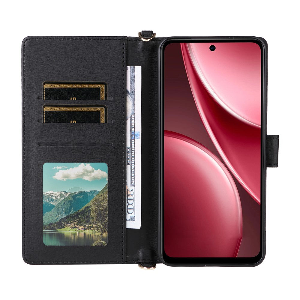 For vivo Y31 5G / Y21d Leather Case Stand Wallet Phone Cover with Shoulder  /  Wrist Strap