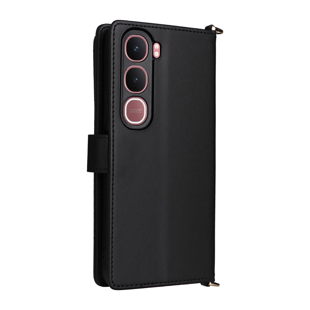 For vivo Y31 5G / Y21d Leather Case Stand Wallet Phone Cover with Shoulder  /  Wrist Strap