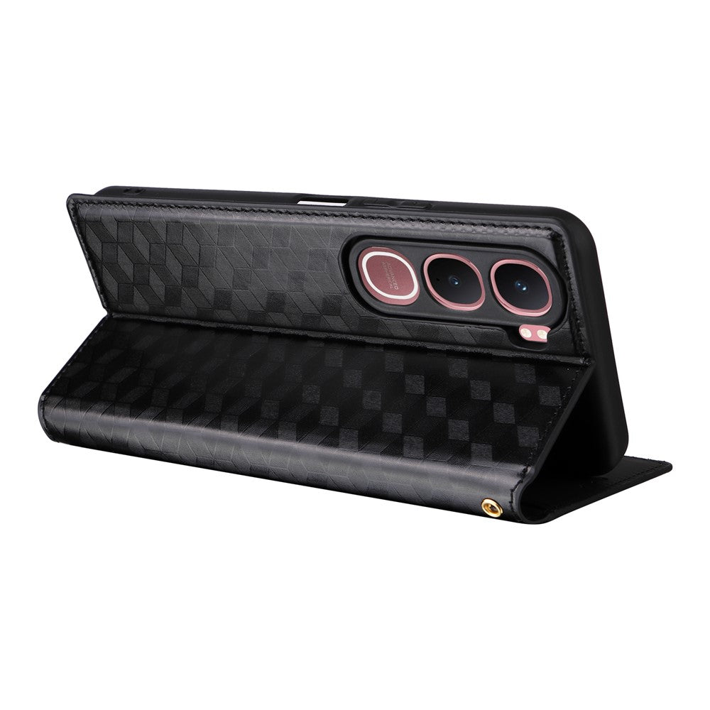 For vivo Y31 5G / Y21d Case Wallet Rhombus Imprinted Leather Phone Cover