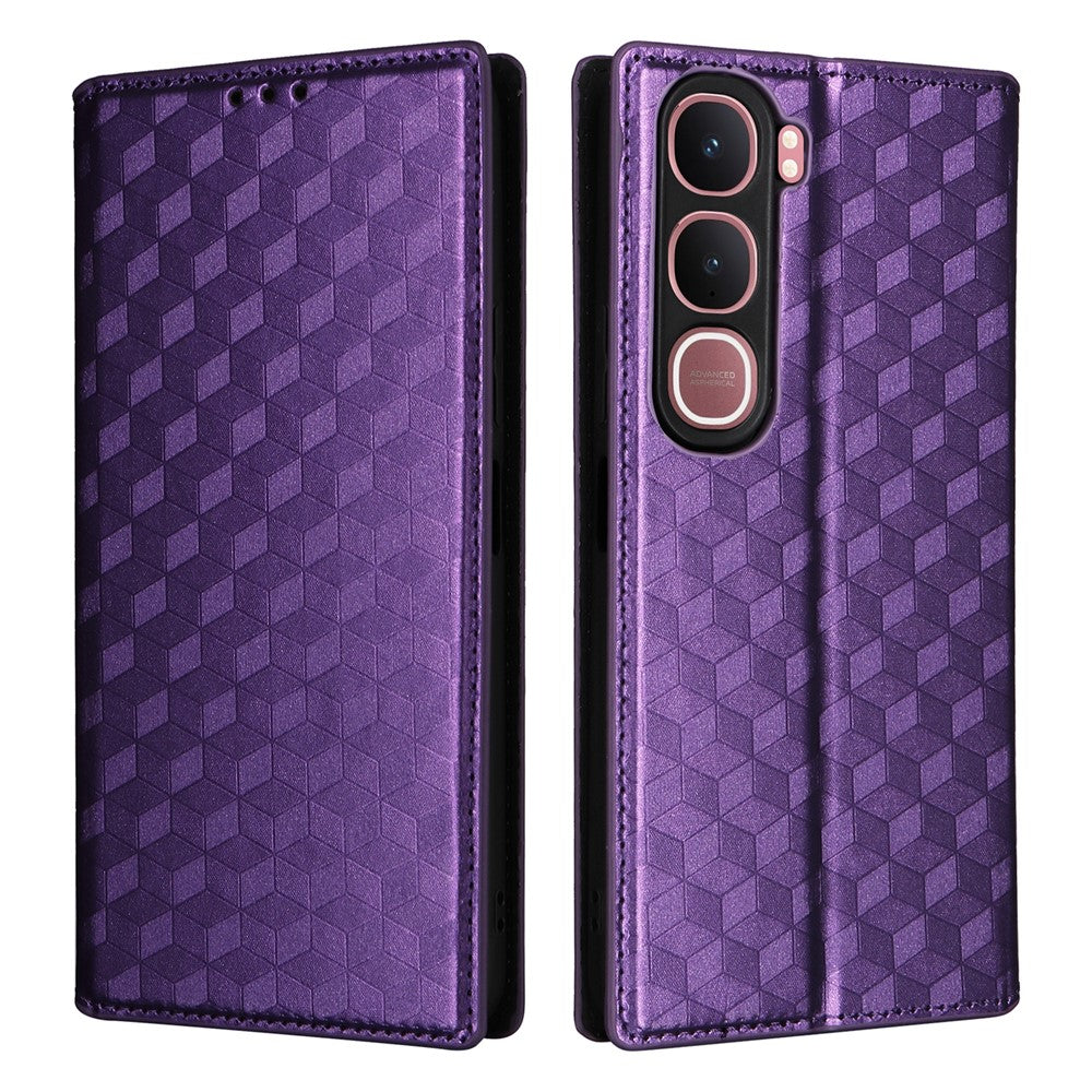 For vivo Y31 5G / Y21d Case Wallet Rhombus Imprinted Leather Phone Cover