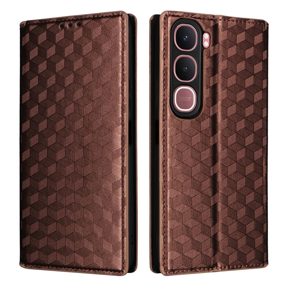 For vivo Y31 5G / Y21d Case Wallet Rhombus Imprinted Leather Phone Cover
