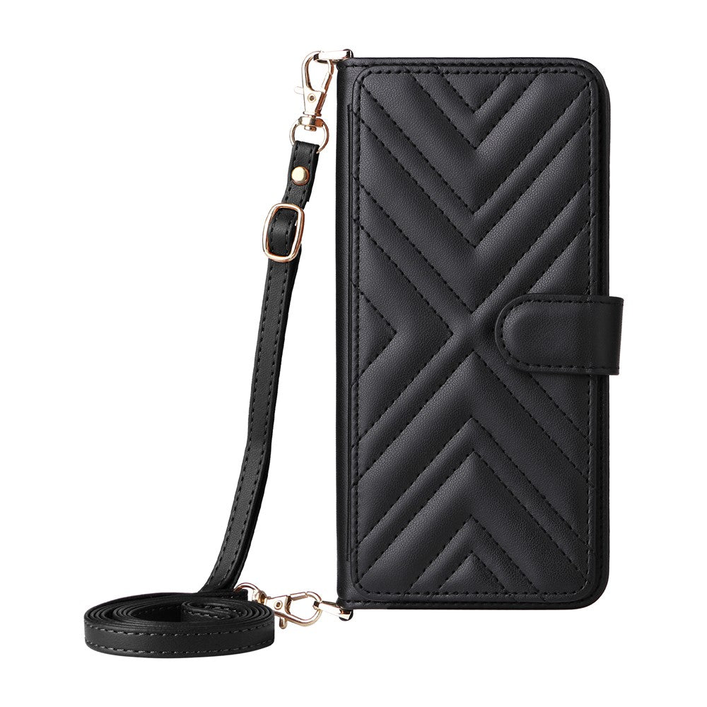 For Oppo F31 Pro 5G / A6 Pro 5G (China) Leather Case Stand Wallet Phone Cover with Shoulder / Wrist Strap