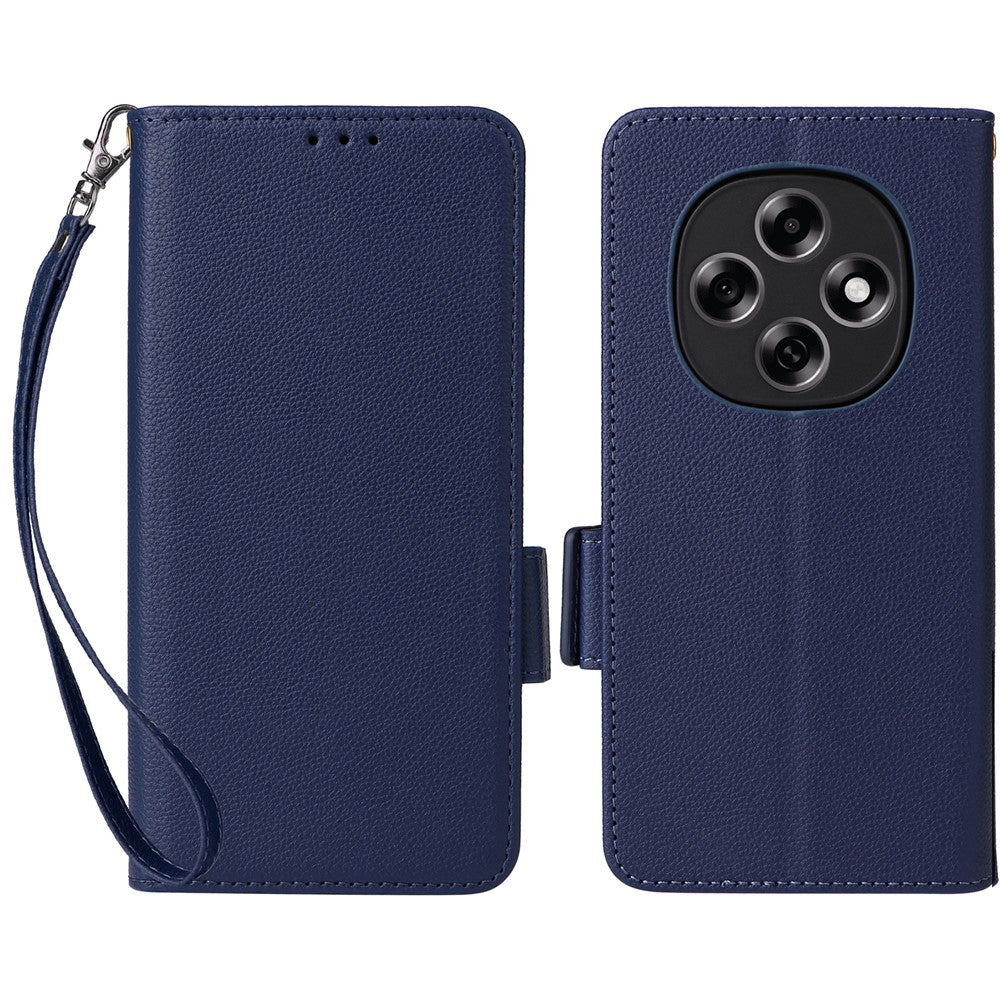 For Oppo F31 Pro 5G / A6 Pro 5G (China) Case Litchi Texture Wallet Leather Phone Cover with Wrist Strap