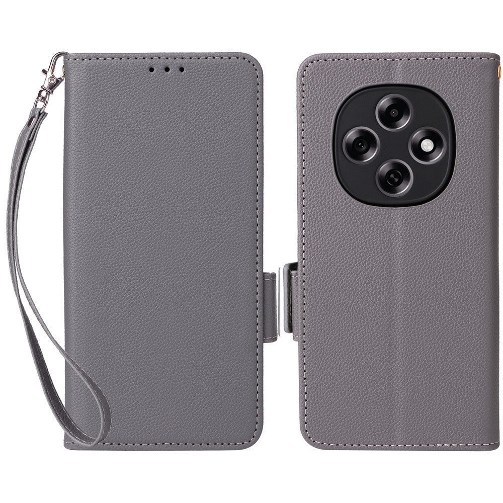 For Oppo F31 Pro 5G / A6 Pro 5G (China) Case Litchi Texture Wallet Leather Phone Cover with Wrist Strap