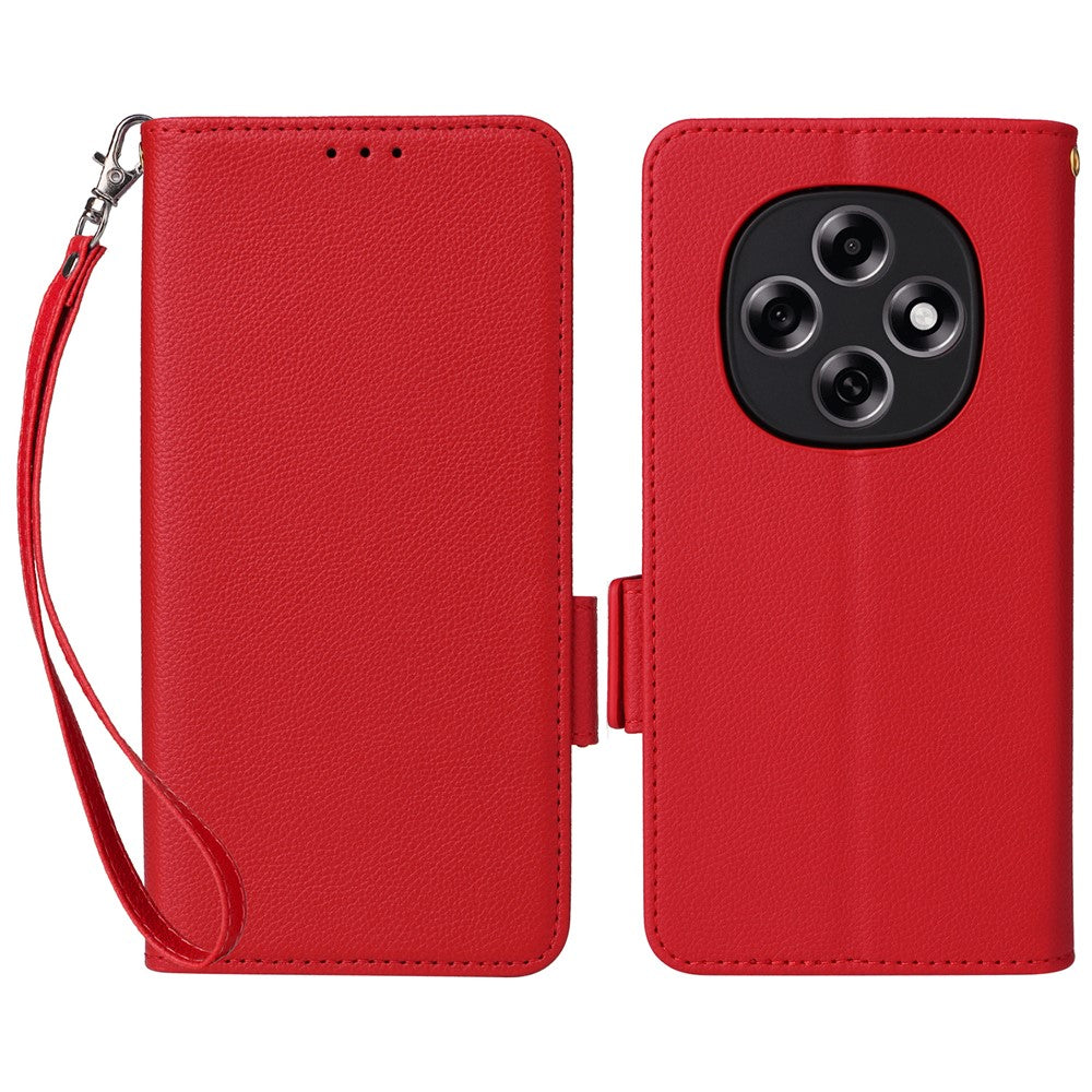 For Oppo F31 Pro 5G / A6 Pro 5G (China) Case Litchi Texture Wallet Leather Phone Cover with Wrist Strap
