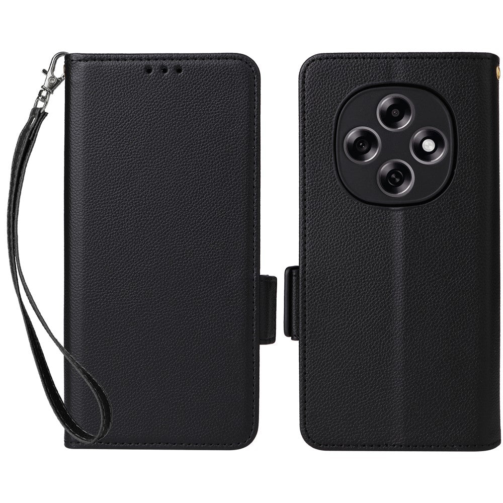 For Oppo F31 Pro 5G / A6 Pro 5G (China) Case Litchi Texture Wallet Leather Phone Cover with Wrist Strap