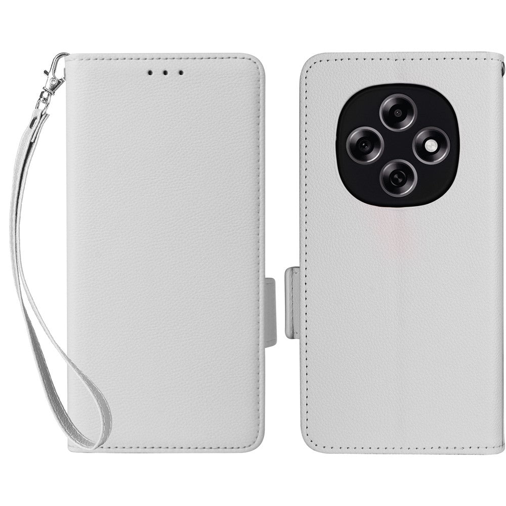 For Oppo F31 Pro 5G / A6 Pro 5G (China) Case Litchi Texture Wallet Leather Phone Cover with Wrist Strap