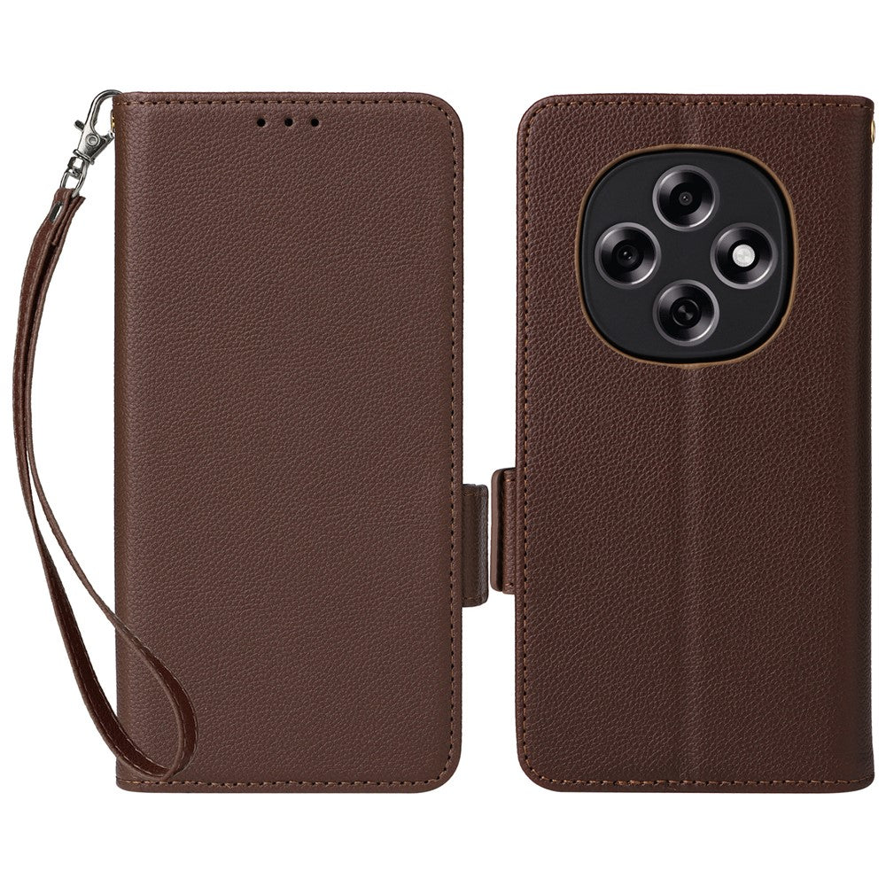 For Oppo F31 Pro 5G / A6 Pro 5G (China) Case Litchi Texture Wallet Leather Phone Cover with Wrist Strap