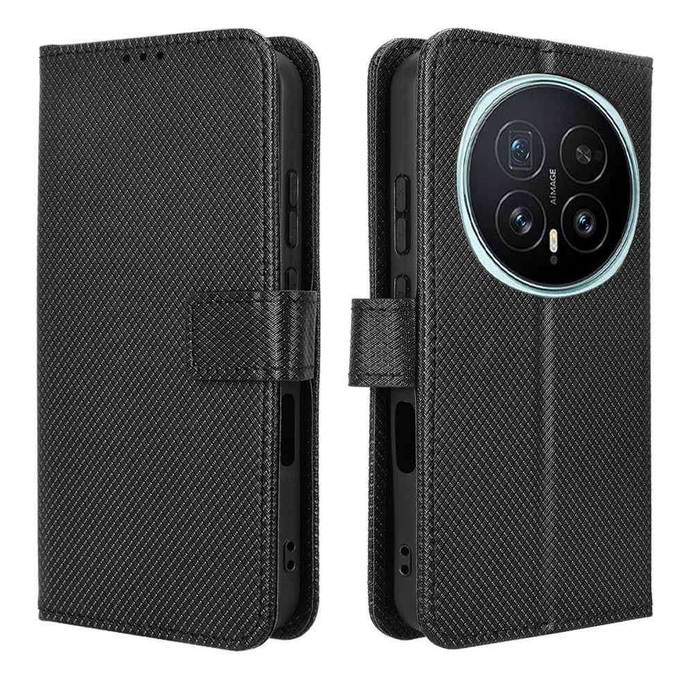 For Honor Magic8 5G Leather Wallet Case with Strap Diamond Texture Phone Cover