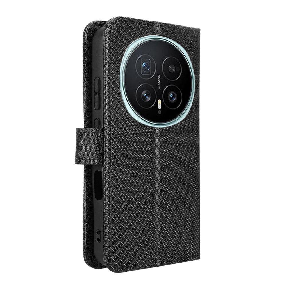 For Honor Magic8 5G Leather Wallet Case with Strap Diamond Texture Phone Cover