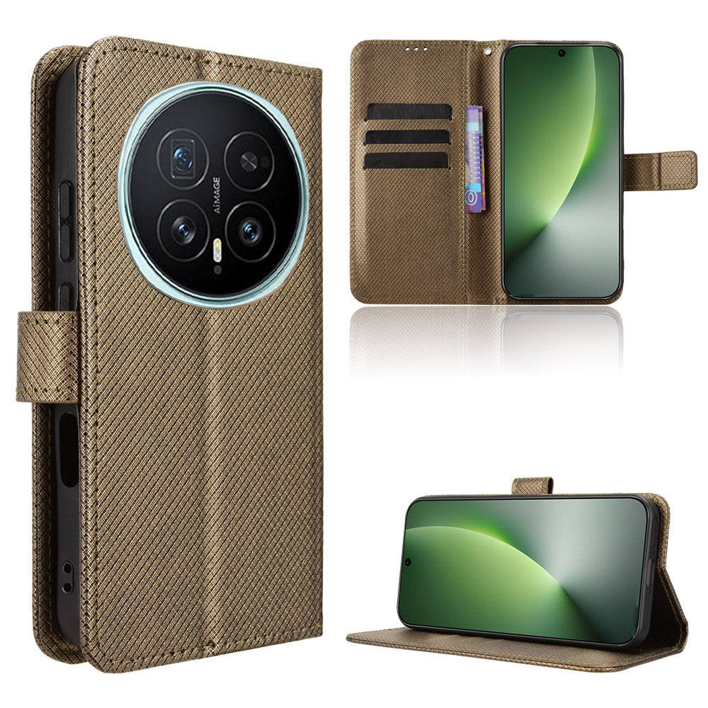 For Honor Magic8 5G Leather Wallet Case with Strap Diamond Texture Phone Cover