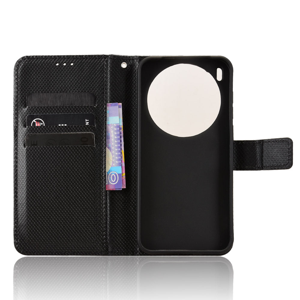 For vivo X300 Pro 5G Leather Wallet Case with Strap Diamond Texture Phone Cover