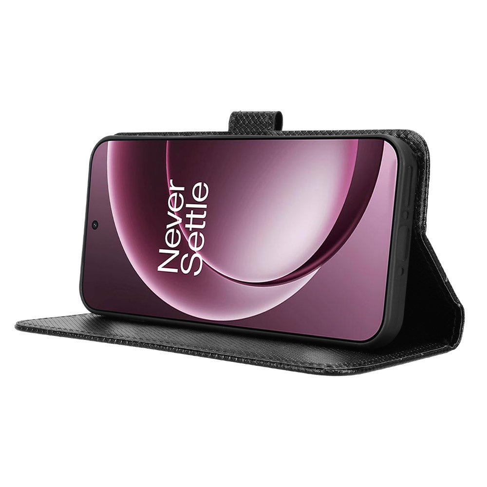 For OnePlus 15 5G Leather Wallet Case with Strap Diamond Texture Phone Cover