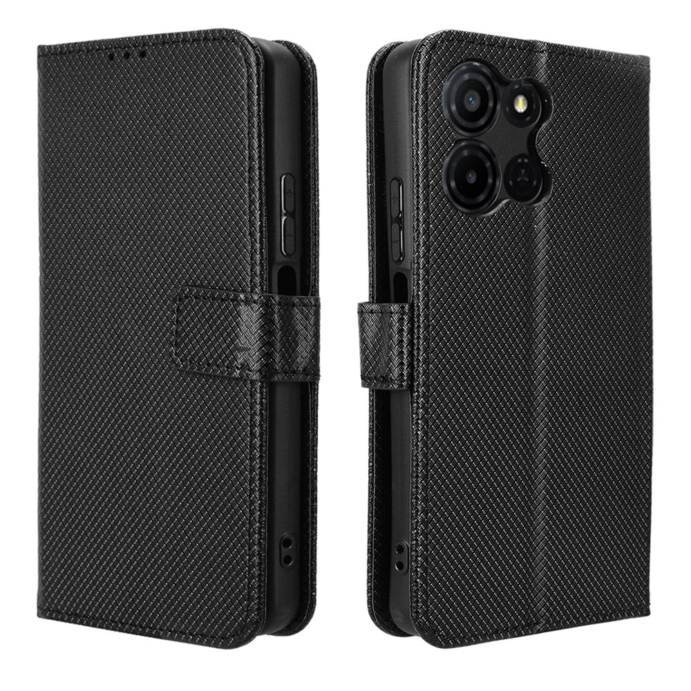 For TCL K32 5G / TCL K33 5G Leather Wallet Case with Strap Diamond Texture Phone Cover