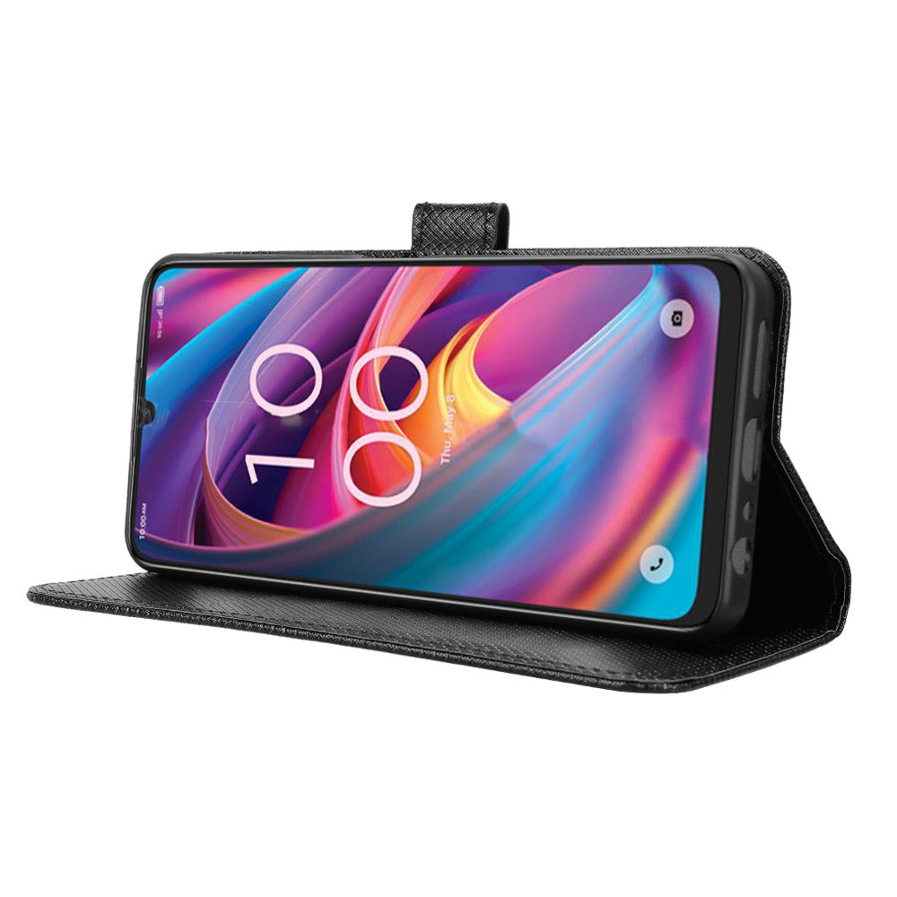 For TCL K32 5G / TCL K33 5G Leather Wallet Case with Strap Diamond Texture Phone Cover