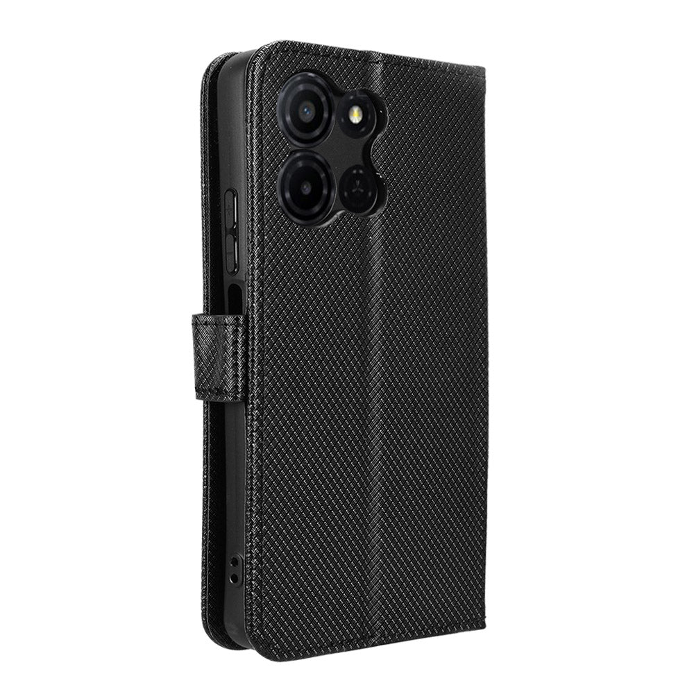 For TCL K32 5G / TCL K33 5G Leather Wallet Case with Strap Diamond Texture Phone Cover