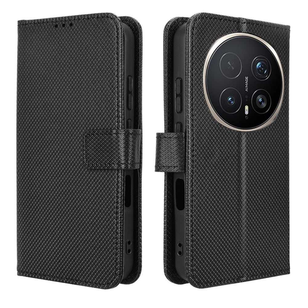 For Honor Magic8 Pro 5G Leather Wallet Case with Strap Diamond Texture Phone Cover