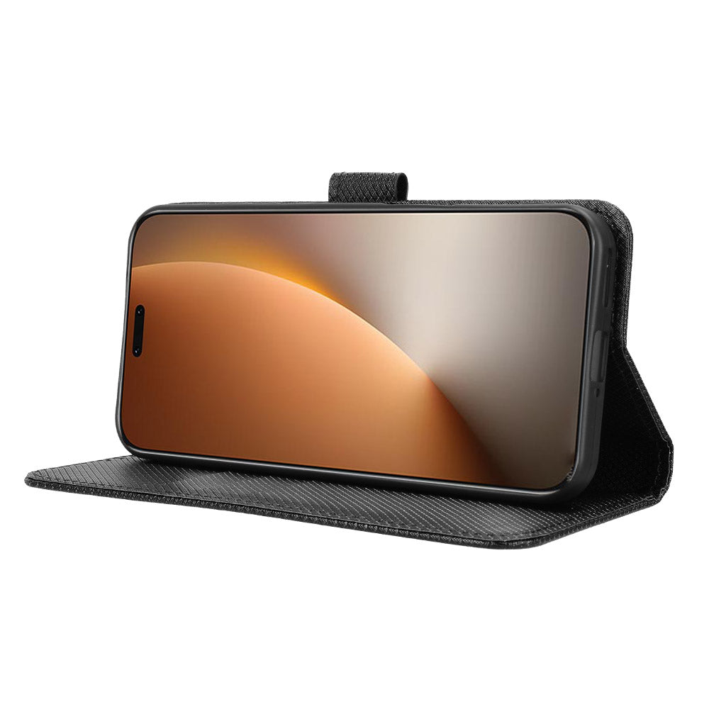 For Honor Magic8 Pro 5G Leather Wallet Case with Strap Diamond Texture Phone Cover