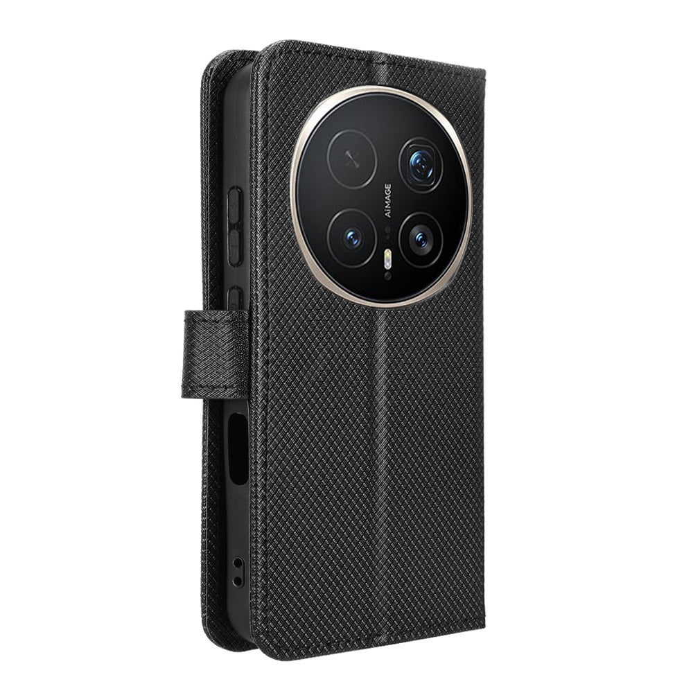 For Honor Magic8 Pro 5G Leather Wallet Case with Strap Diamond Texture Phone Cover